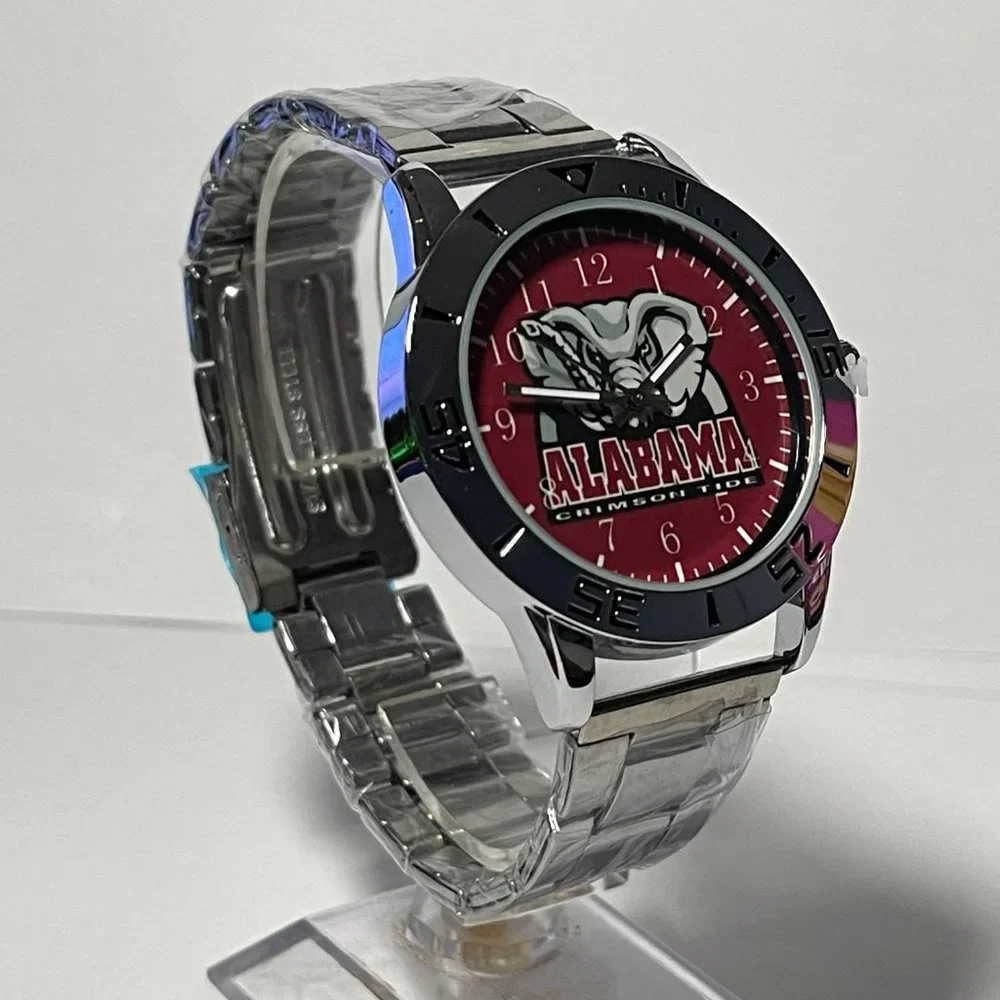 Alabama Crimson Tide NCAA Team Logo Men's Stainless-Steel Silver Watch NEW